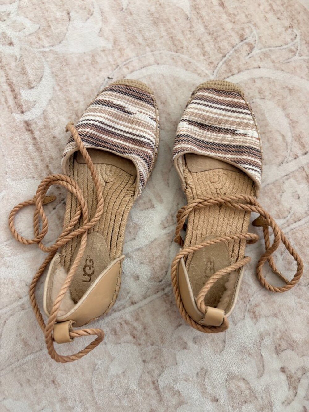 UGG woven lace-up espadrille flats